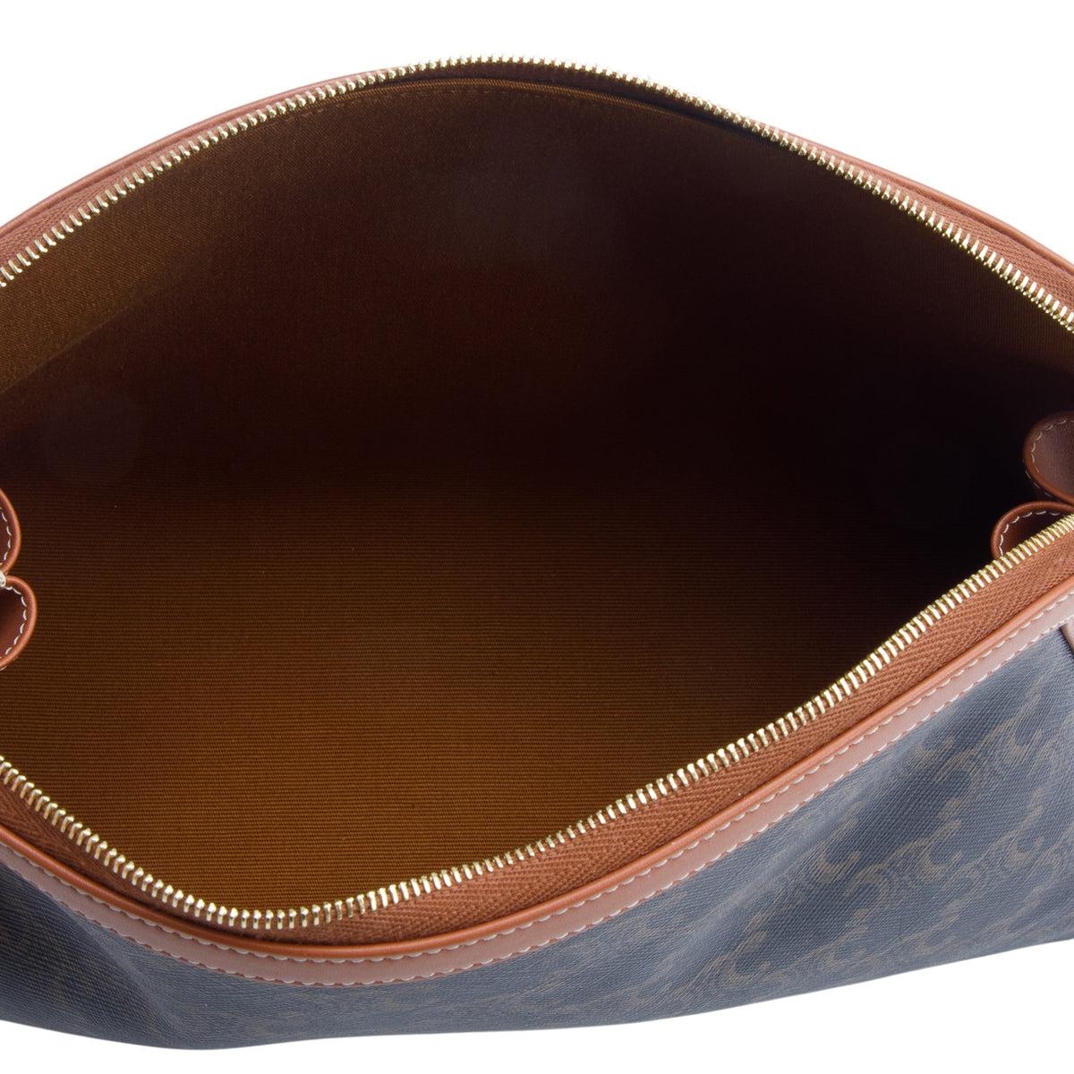 Celine 2025 Brown Triomphe Canvas Calfskin Large Cosmetic Pouch