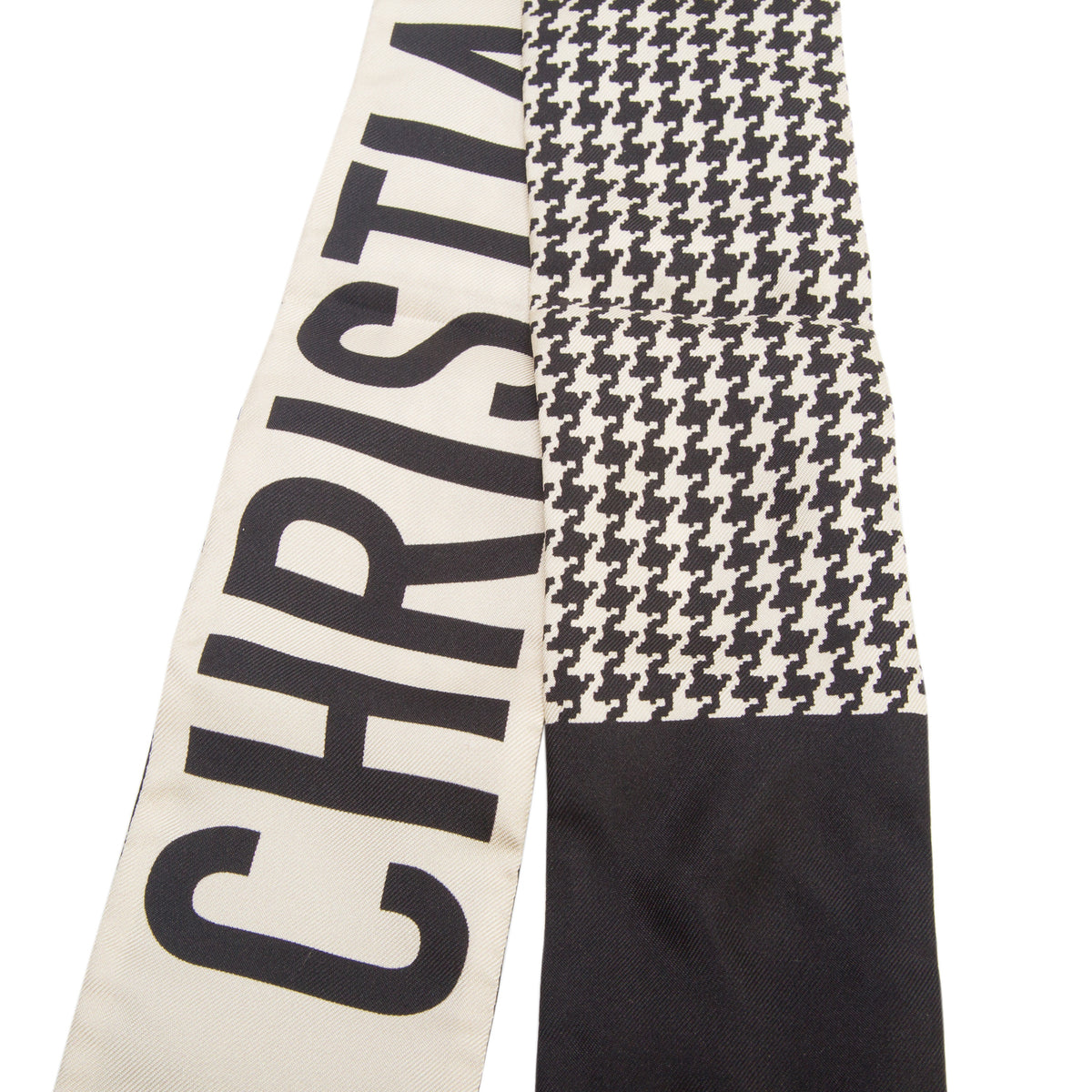 Christian Dior Black/Cream Silk Twill 30 Montaigne Mitzah Scarf w/ Box