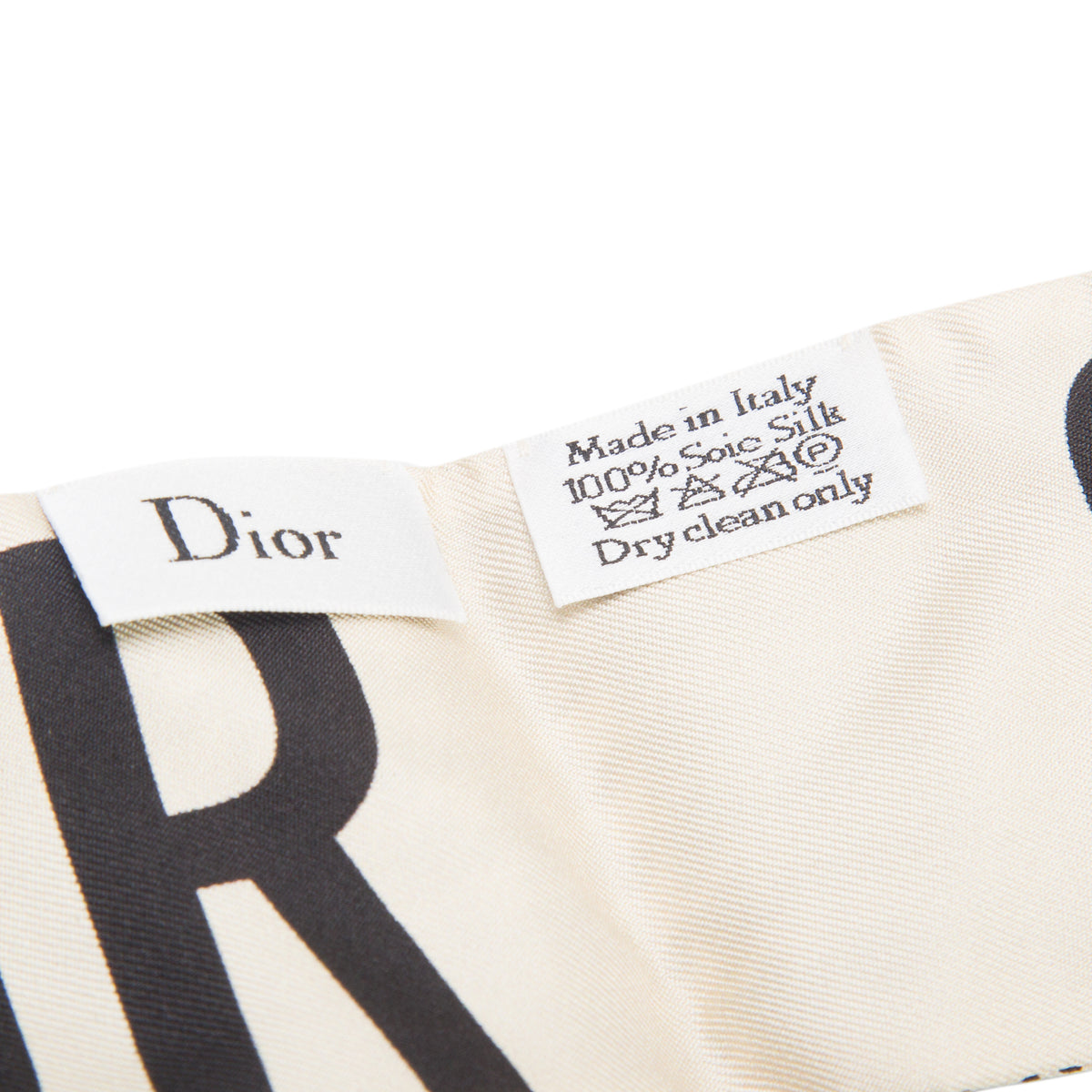 Christian Dior Black/Cream Silk Twill 30 Montaigne Mitzah Scarf w/ Box