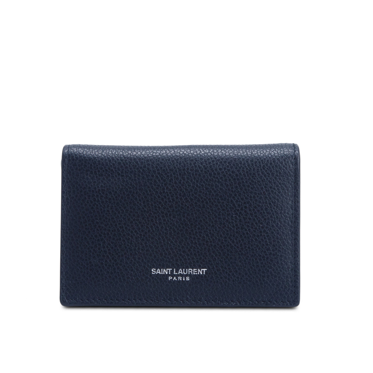 Saint Laurent Black Grain de Poudre Leather Business Card Holder w/ Box