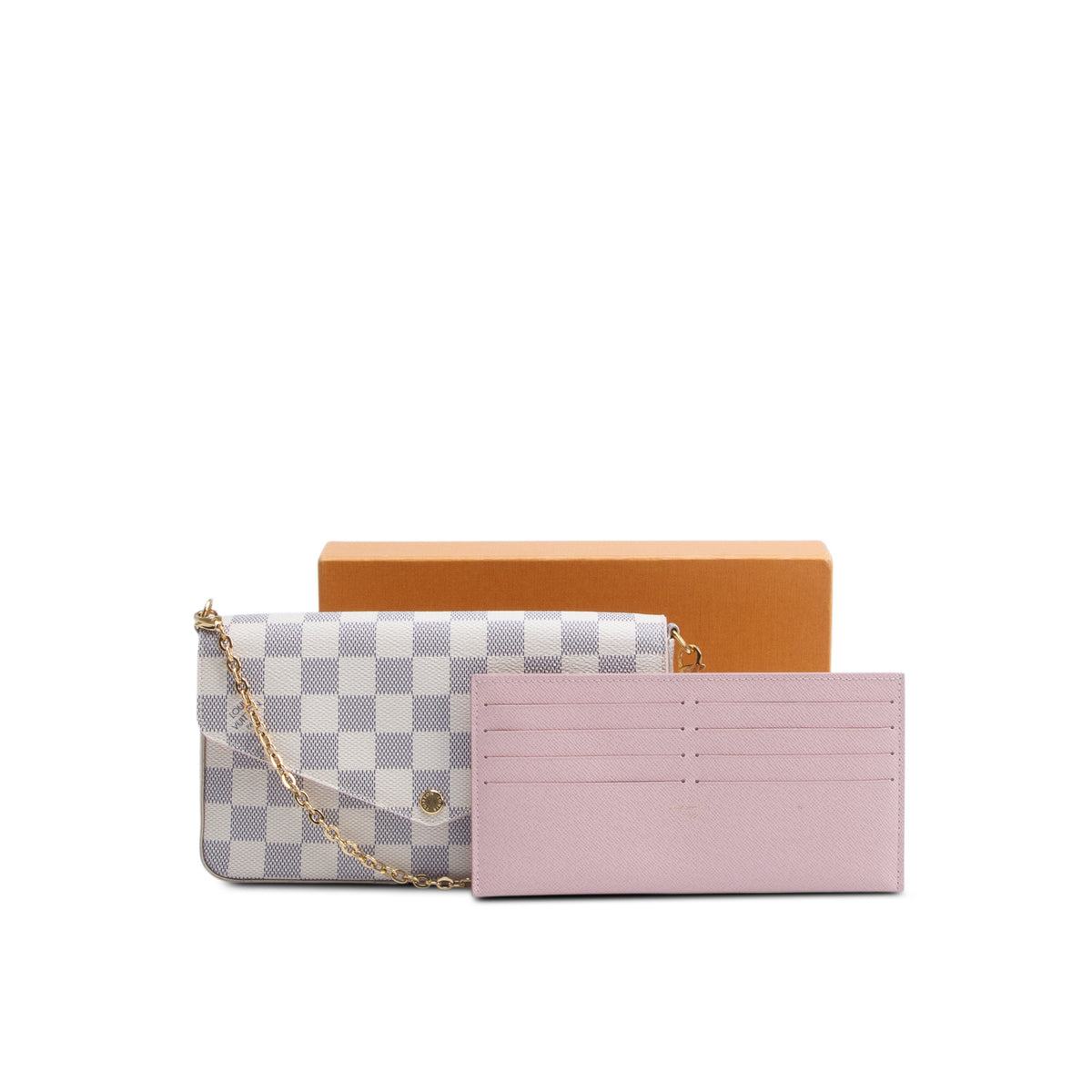 Louis Vuitton Damier Azur Pochette Felicie Chain Wallet w/ Box & Insert