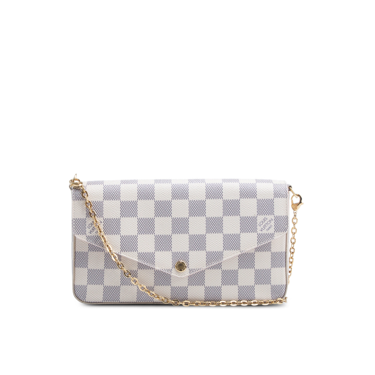 Louis Vuitton Damier Azur Pochette Felicie Chain Wallet w/ Box & Insert