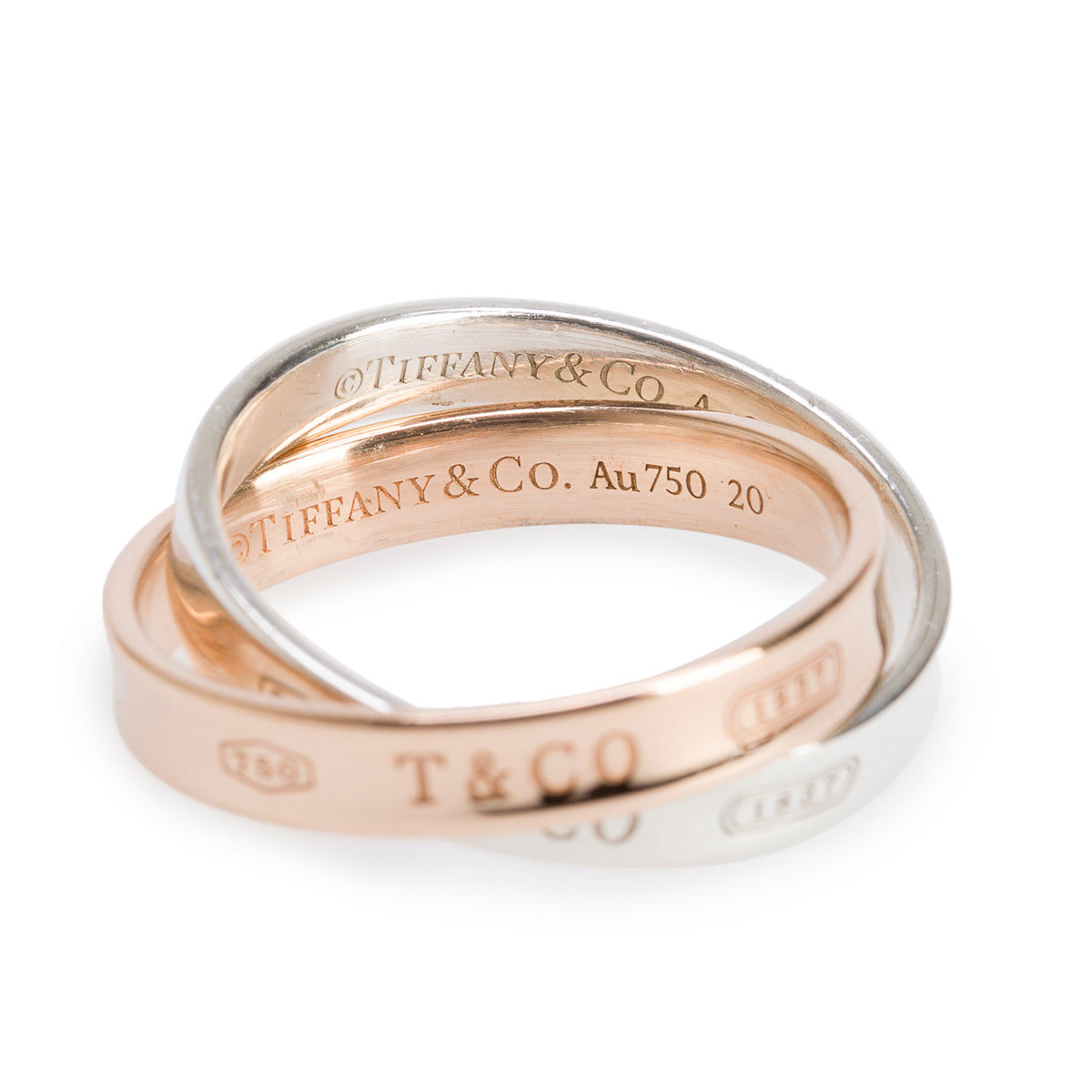 Tiffany & Co. Sterling Silver & 18k Yellow Gold 1837 Interlocking Circles Ring, Size 7.5 w/ Box