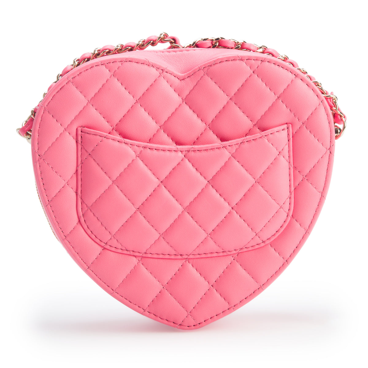 Chanel Pink Quilted Lambskin Leather CC In Love Heart Bag w/ Box