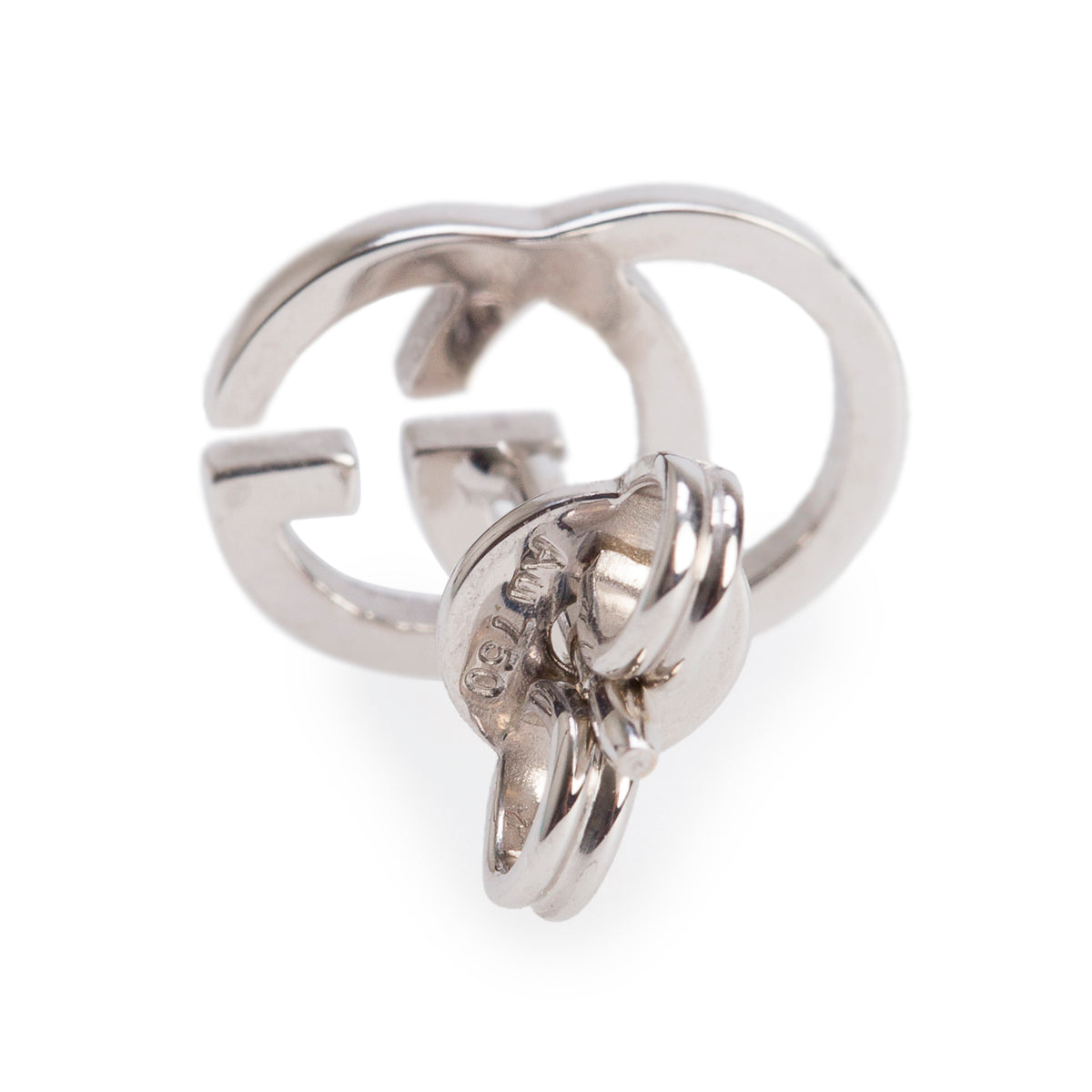 Gucci 18k White Gold Interlocking G Tissue Stud Earrings w/ Box