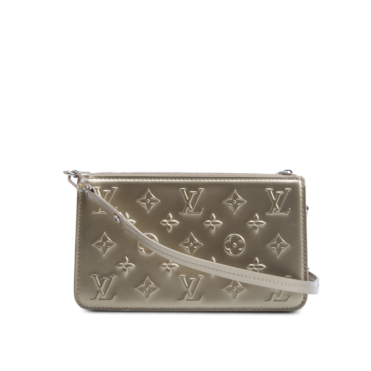 Louis Vuitton Metallic Green Vernis Lexington Pochette w/ Box & Straps