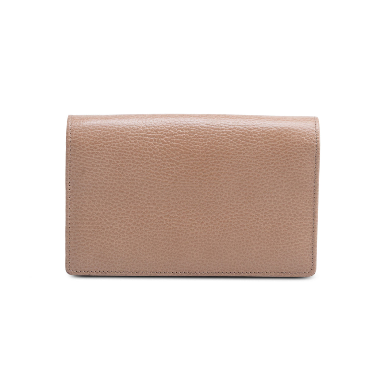 Gucci Beige Dollar Calfskin Enamel Monochrome Mini GG Marmont Chain Wallet w/ Box