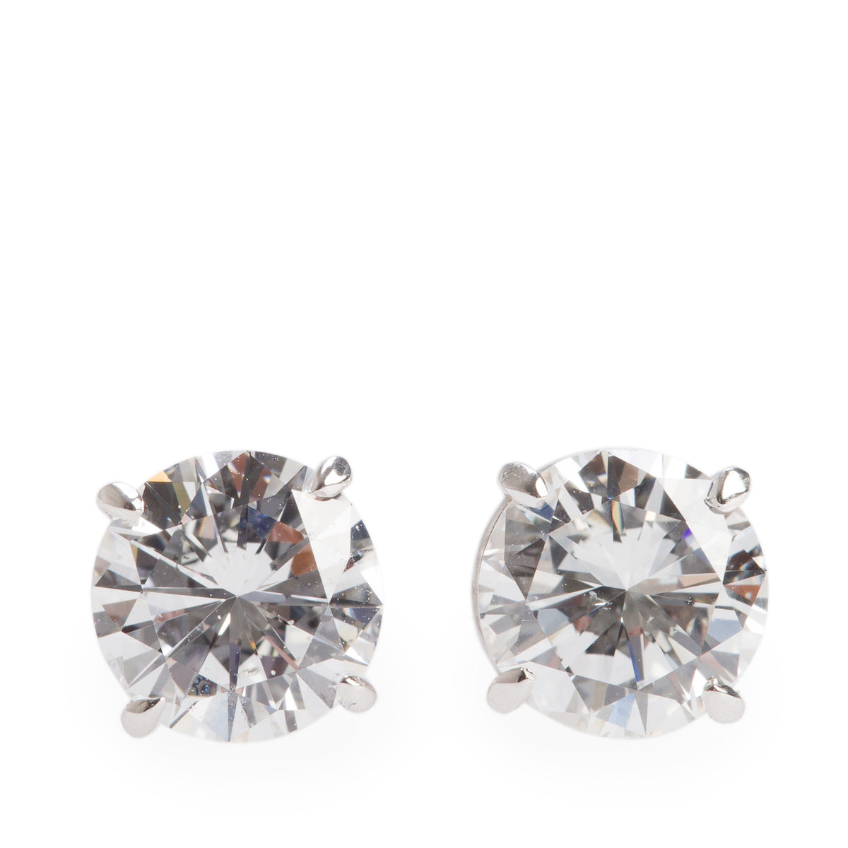 14k White Gold 1.81 tcw. Round Cut Diamond Stud Earrings
