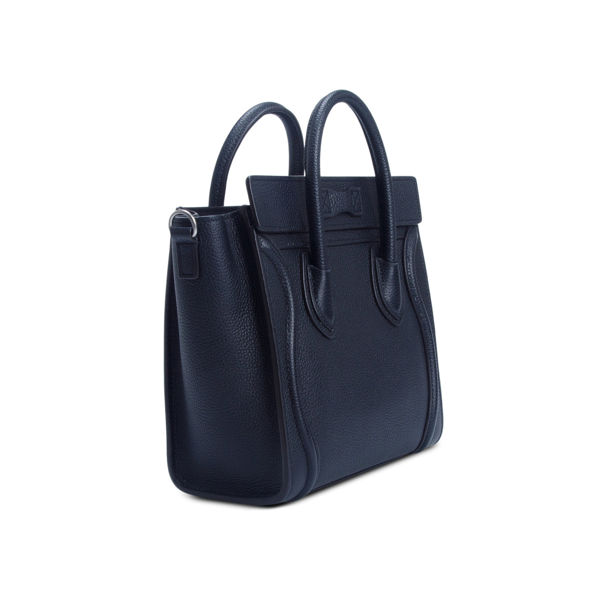 Celine Black Drummed Calfskin Nano Luggage Tote w/ Strap