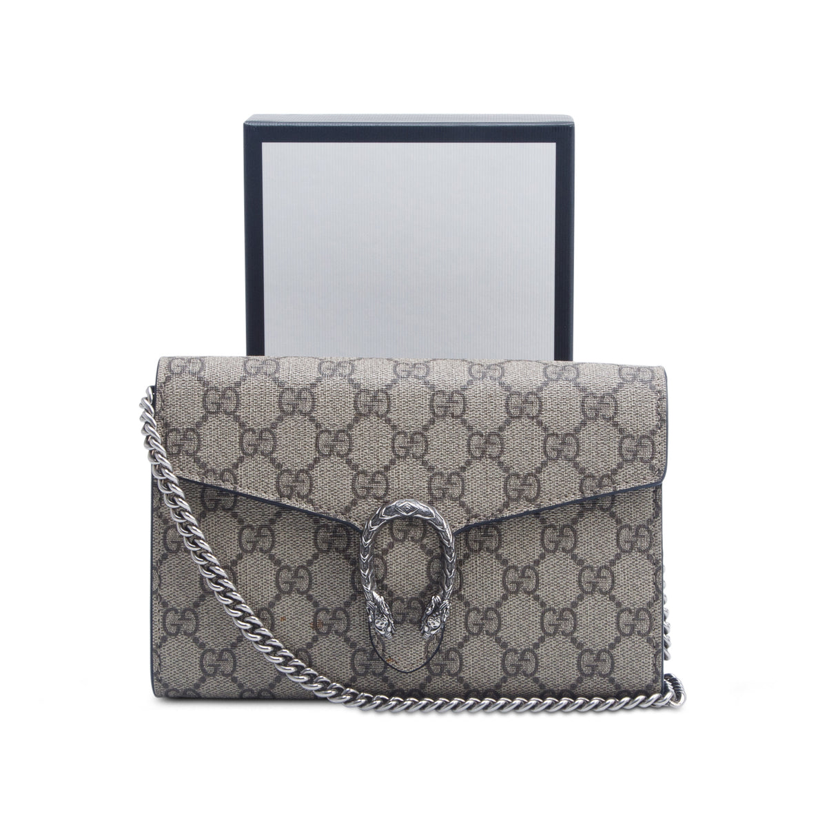 Gucci GG Supreme Monogram Mini Dionysus Chain Wallet w/ Box