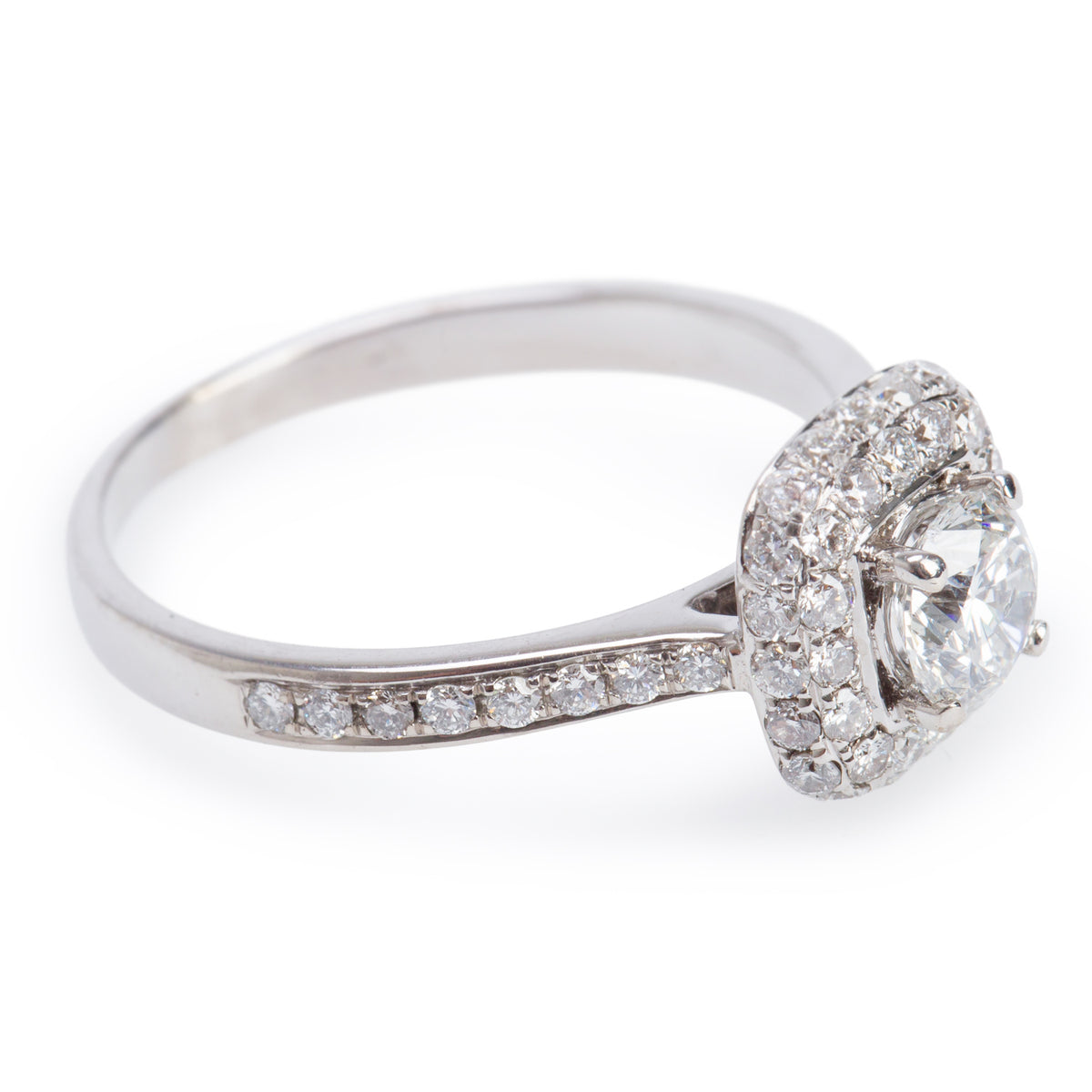 14k White Gold 0.52 ct. Round Cut Diamond Engagement Ring, Size 7