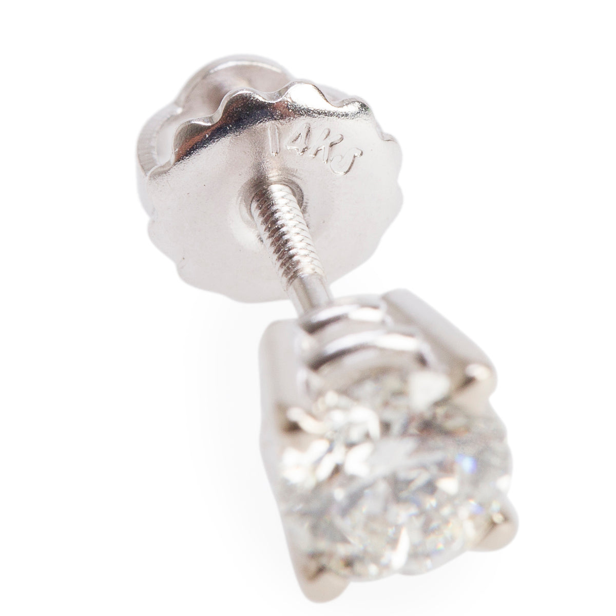 14k White Gold 1.10 tcw. Round Cut Diamond Stud Earrings