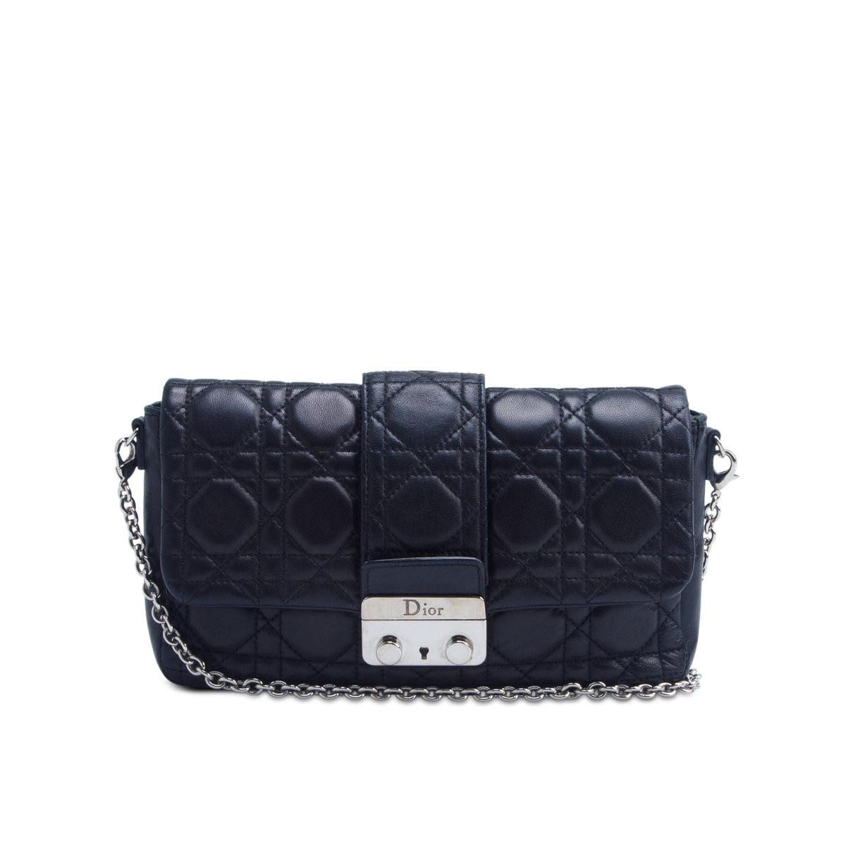 Christian Dior Black Lambskin Cannage Miss Dior Promenade Pouch