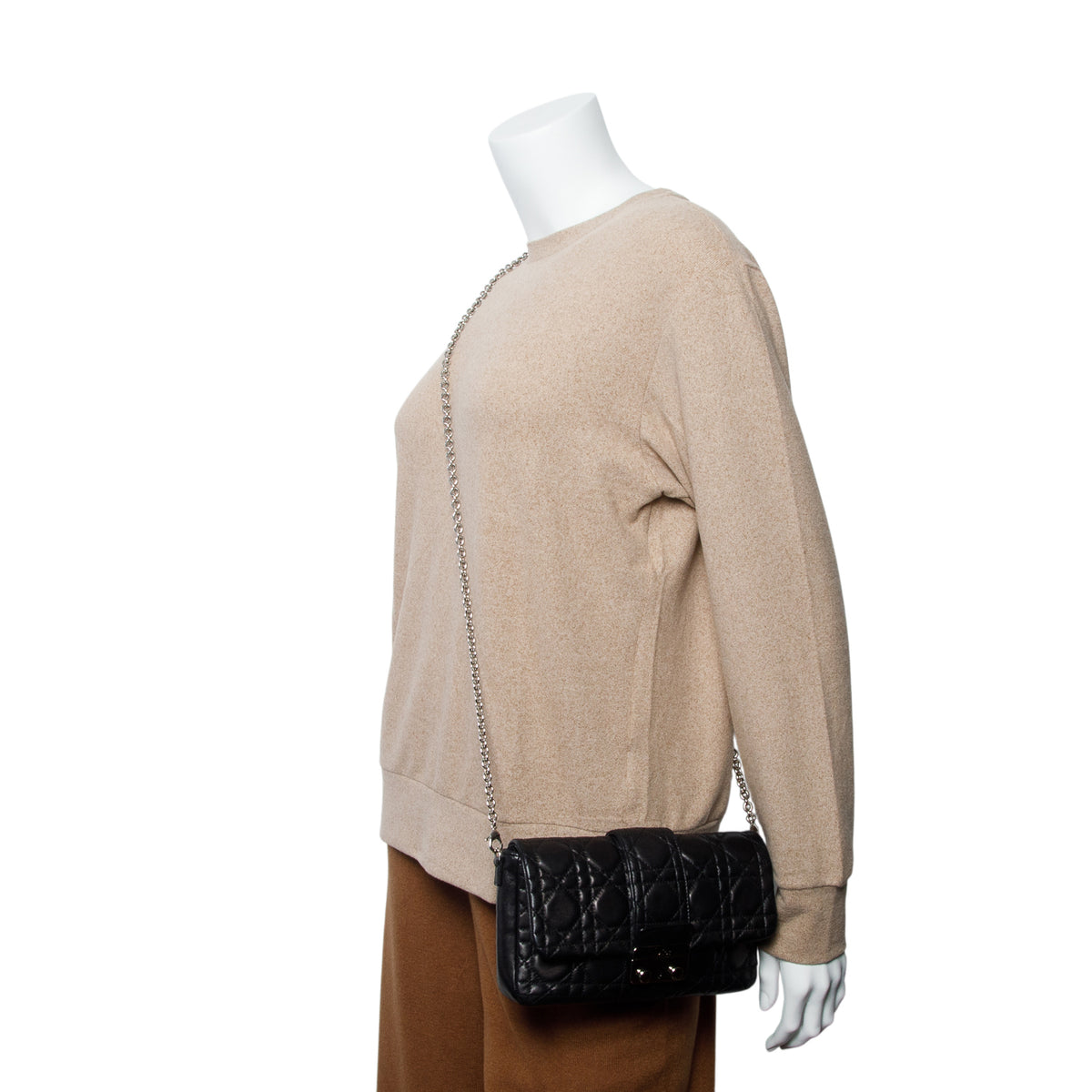 Christian Dior Black Lambskin Cannage Miss Dior Promenade Pouch