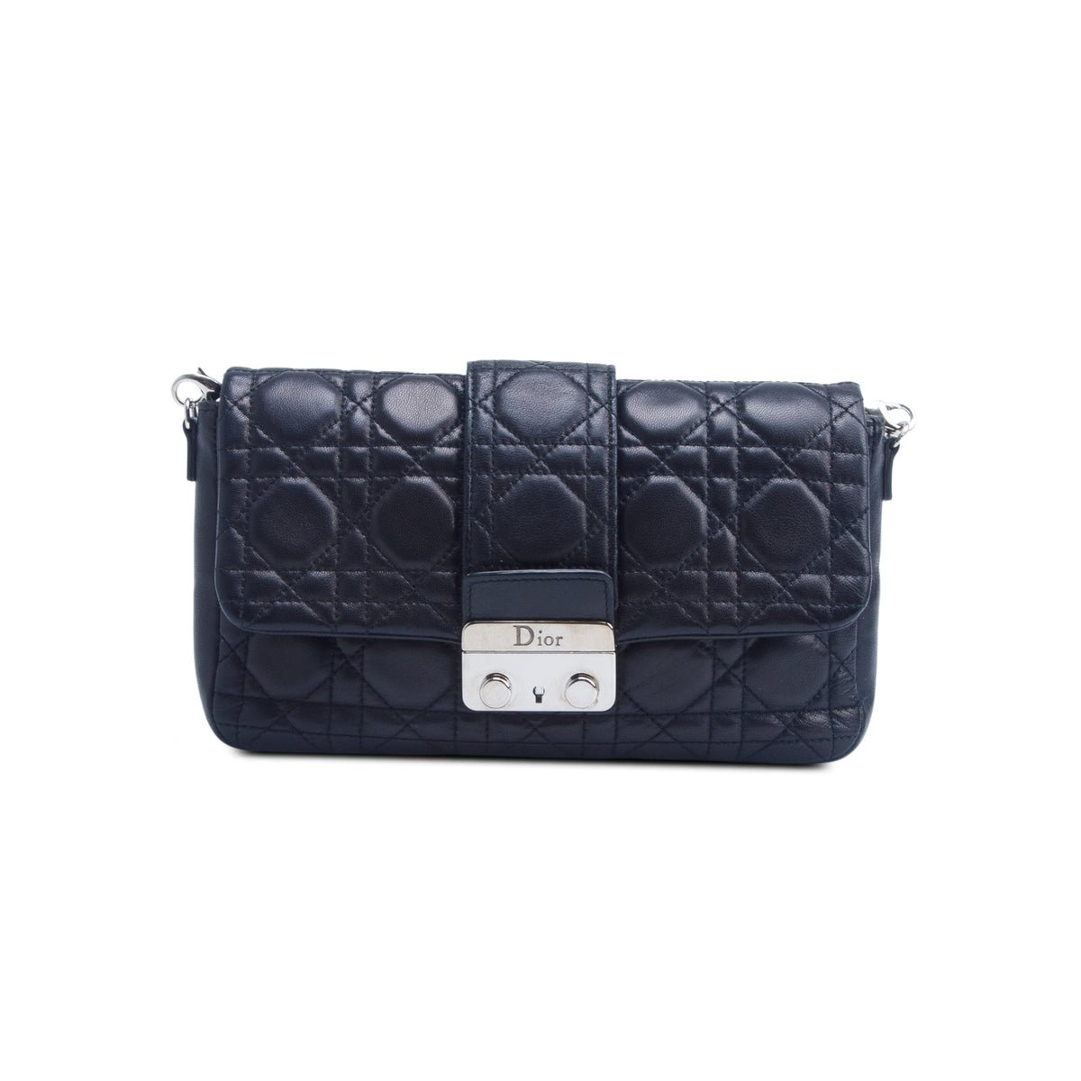 Christian Dior Black Lambskin Cannage Miss Dior Promenade Pouch
