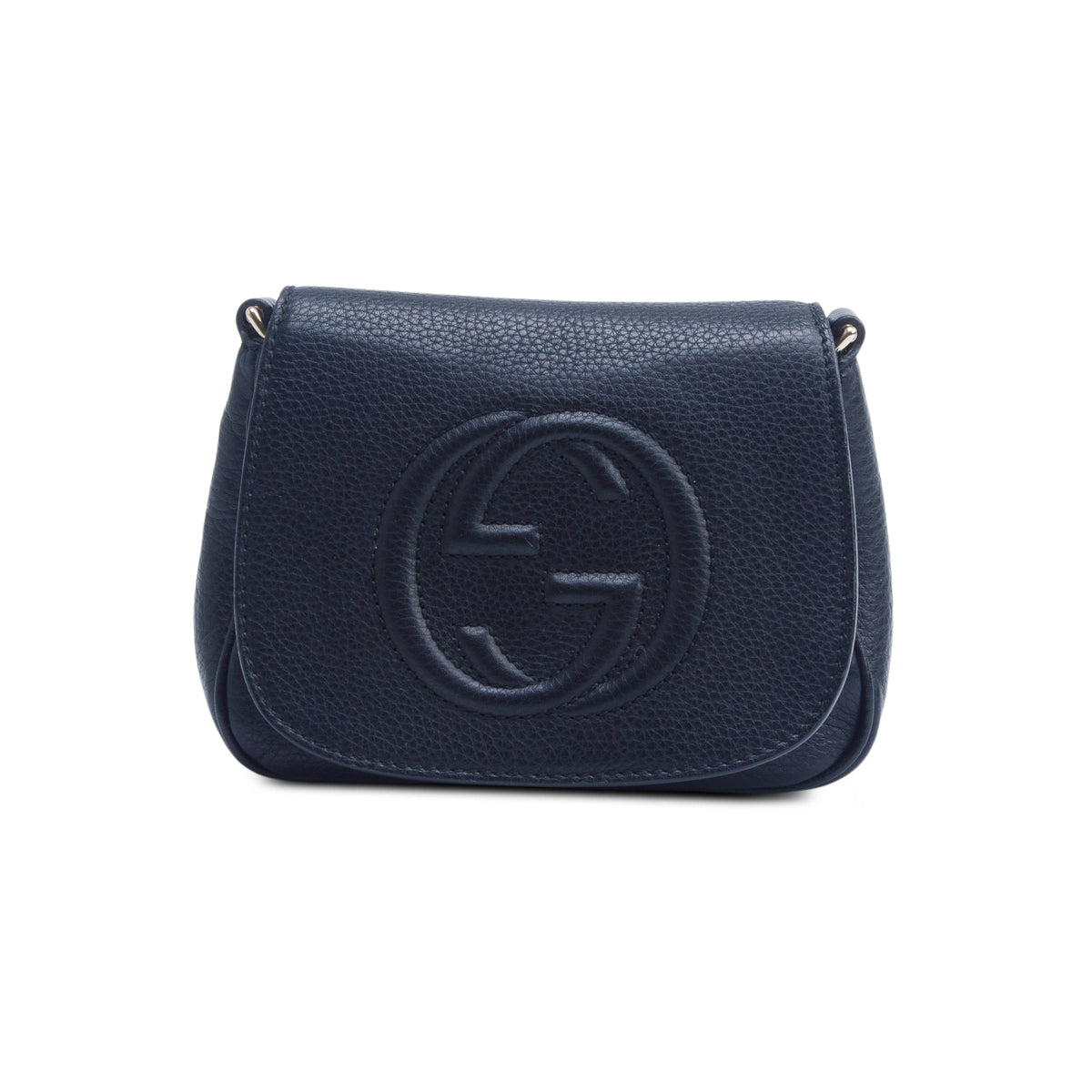 Gucci Black Pebbled Calfskin Small Soho Flap Crossbody Black