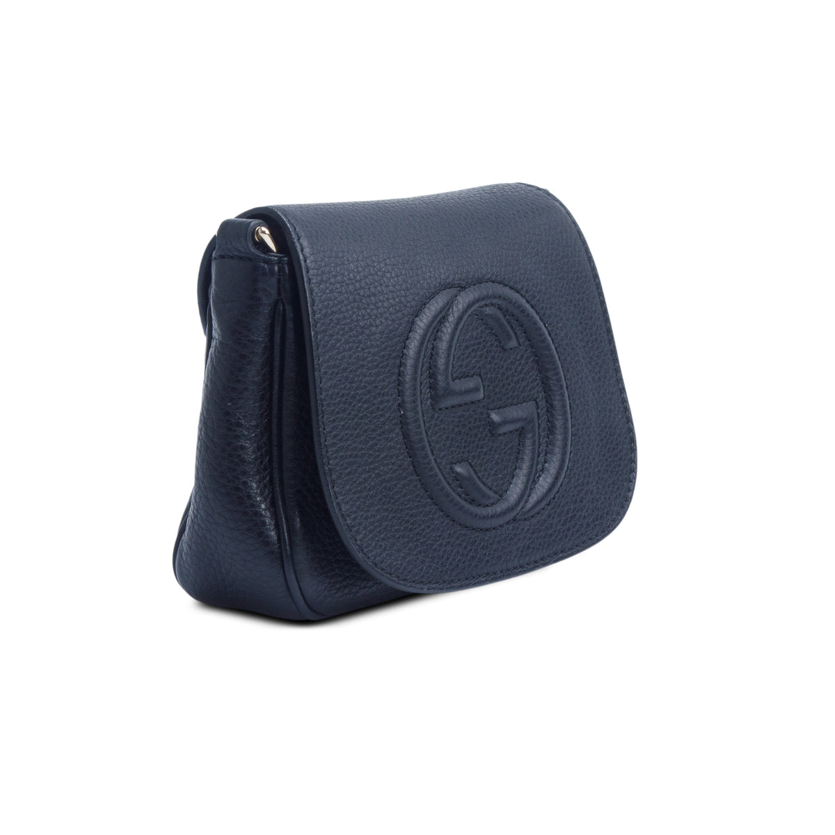 Gucci Black Pebbled Calfskin Small Soho Flap Crossbody Black