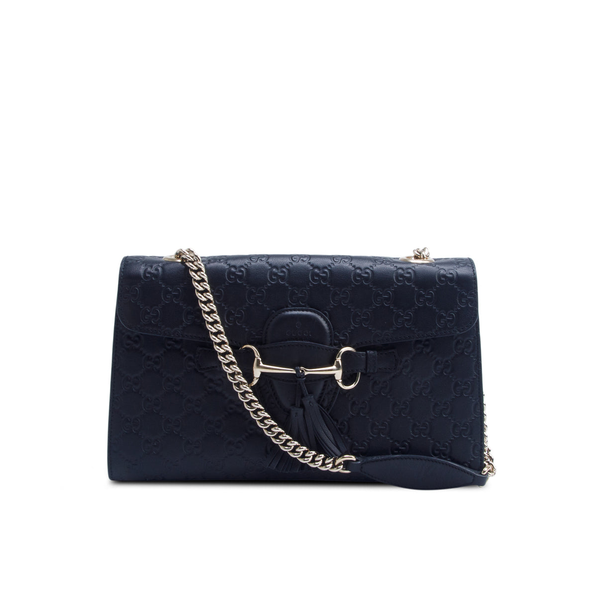 Gucci Black Signature Leather Medium Emily Chain Shoulder Bag