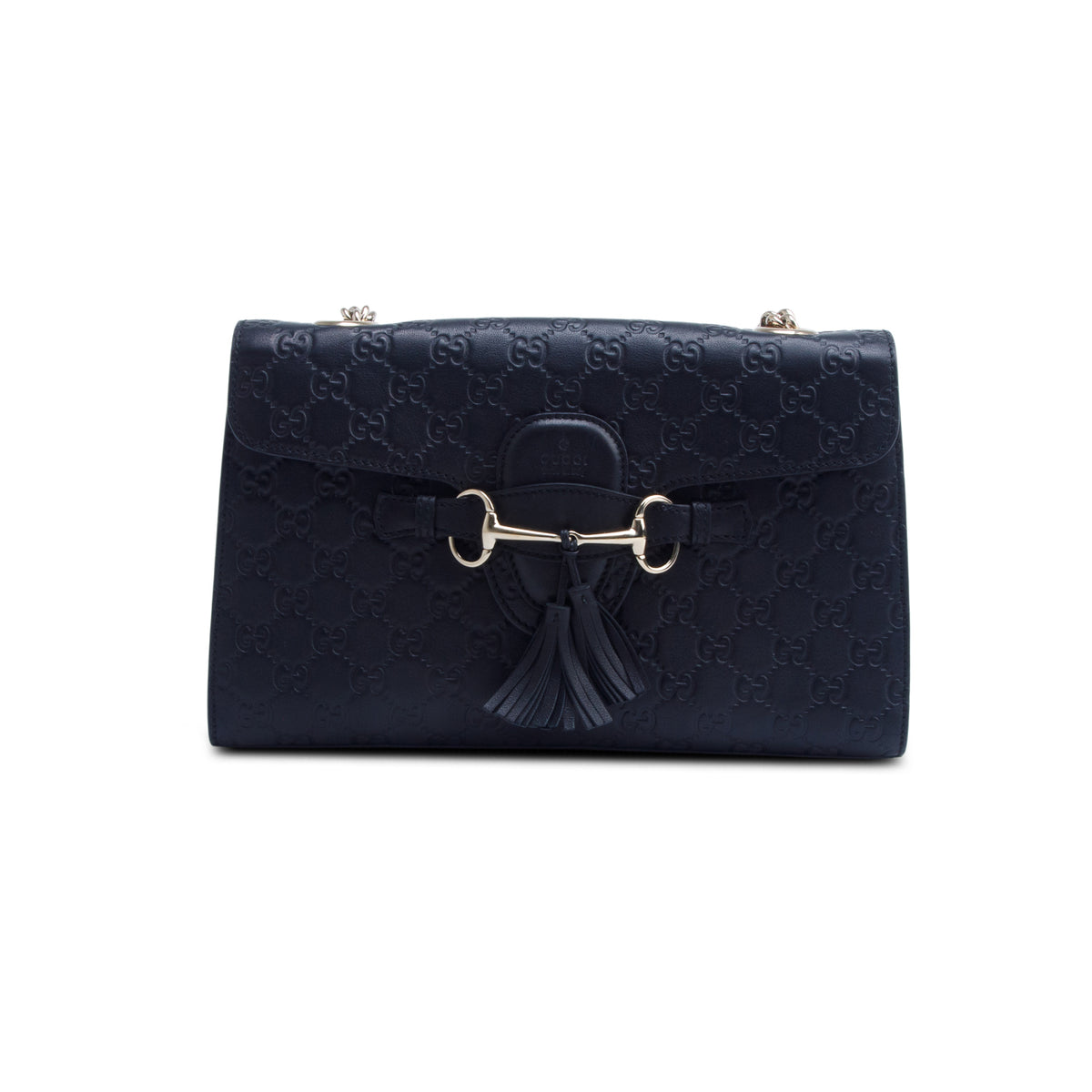 Gucci Black Signature Leather Medium Emily Chain Shoulder Bag