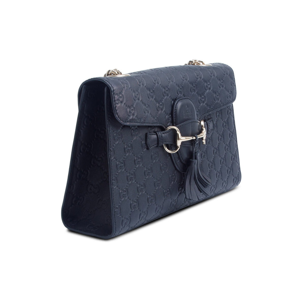 Gucci Black Signature Leather Medium Emily Chain Shoulder Bag
