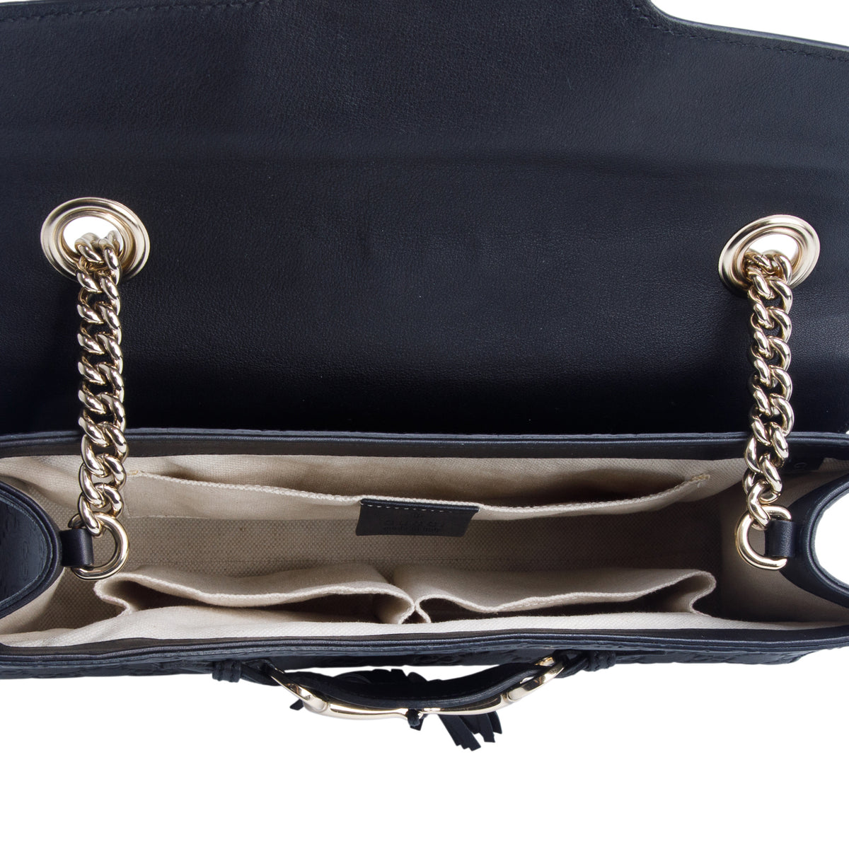 Gucci Black Signature Leather Medium Emily Chain Shoulder Bag