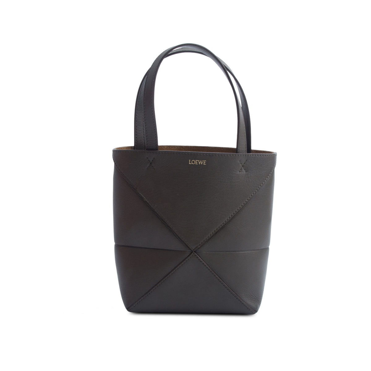 Loewe 2025 Green Shiny Calfskin Mini Puzzle Fold Tote w/ Box, Strap & Receipt