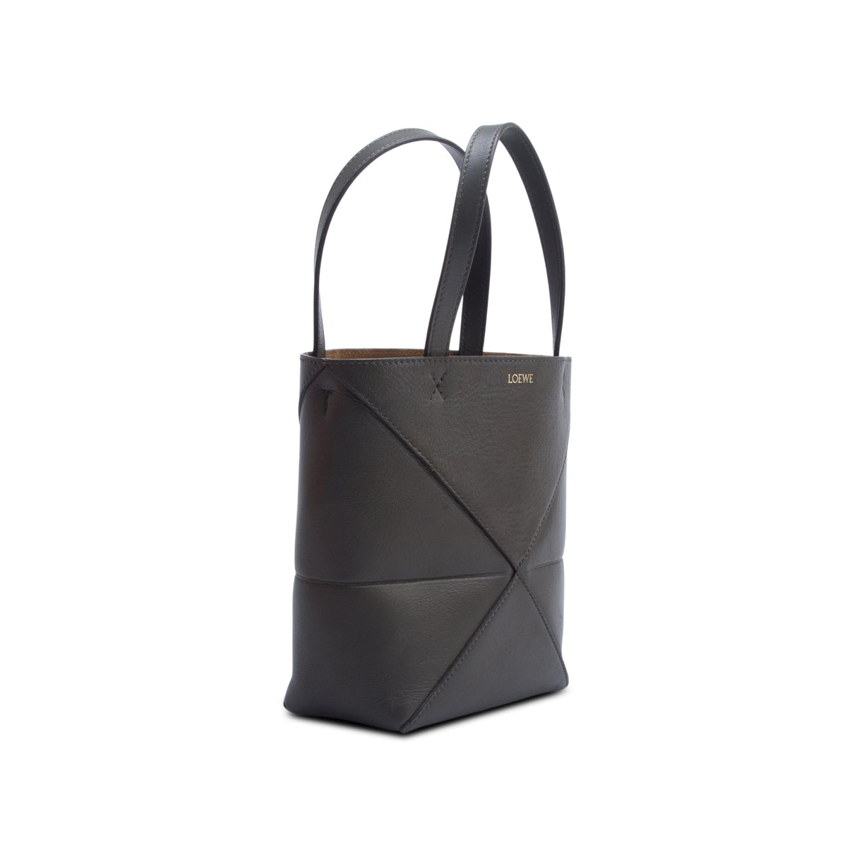 Loewe 2025 Green Shiny Calfskin Mini Puzzle Fold Tote w/ Box, Strap & Receipt
