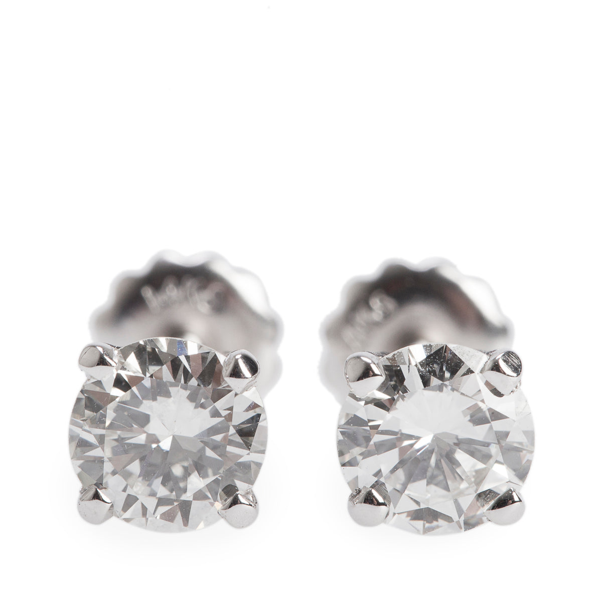 14k White Gold 1.24 tcw. Round Cut Diamond Stud Earrings