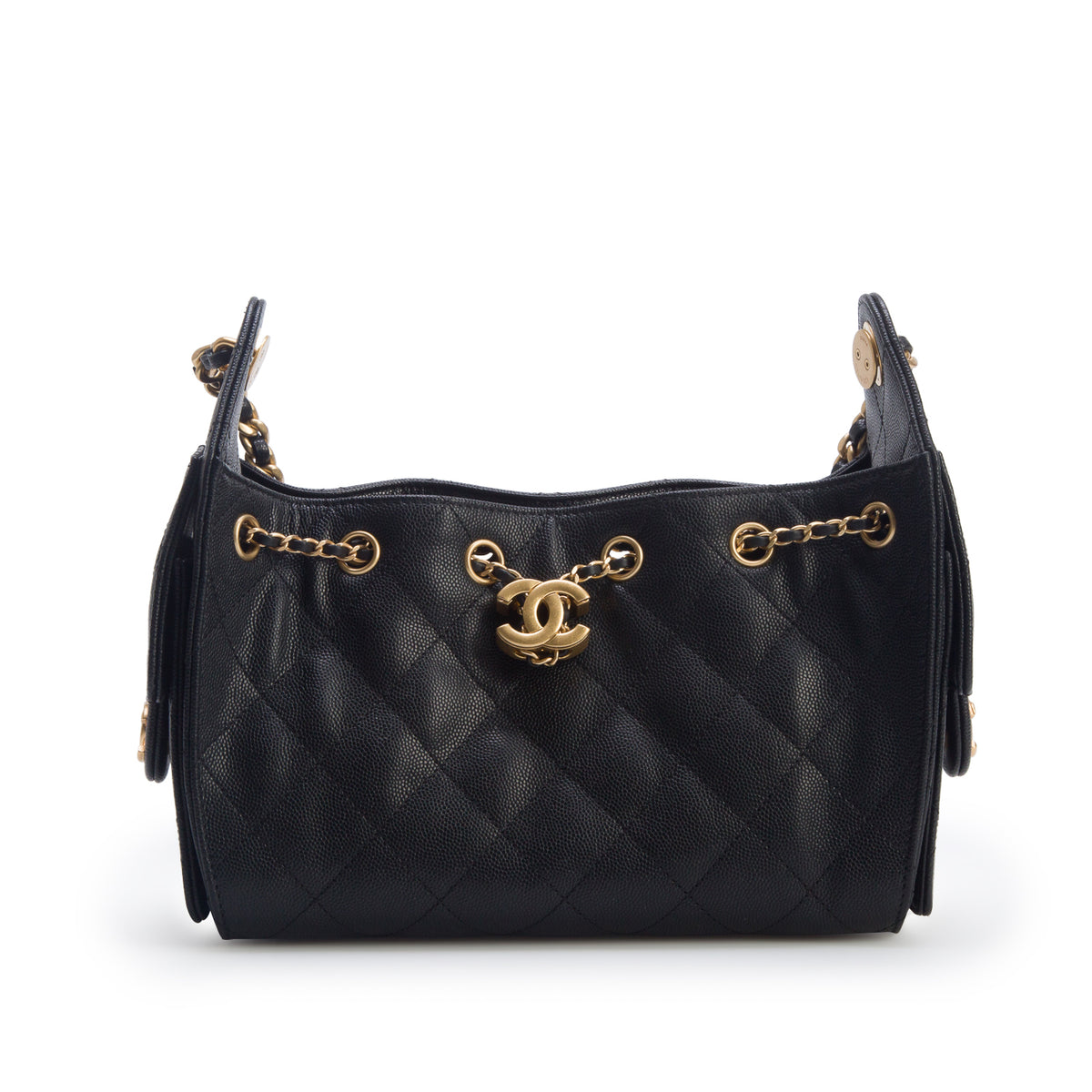 Chanel Black Caviar Quilted Mini Chanel 25 Handbag w/ Box