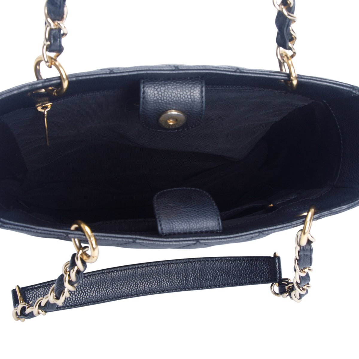 Chanel Black Caviar Quilted Petite Shopping Tote PST