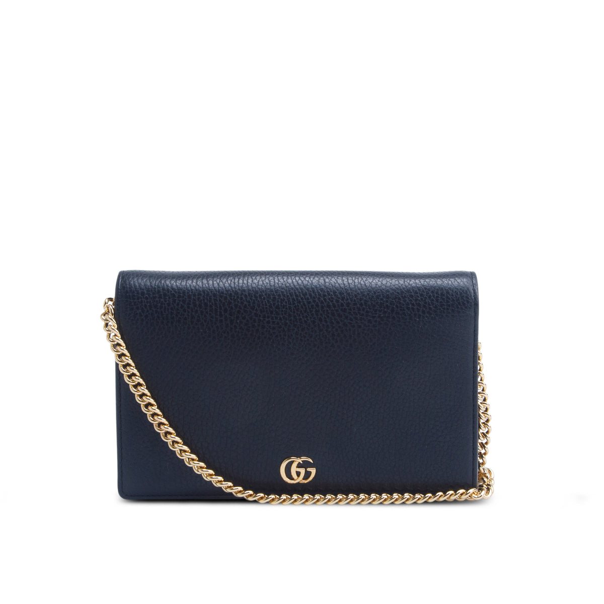 Gucci Black Dollar Calfskin Mini GG Marmont Wallet On Chain