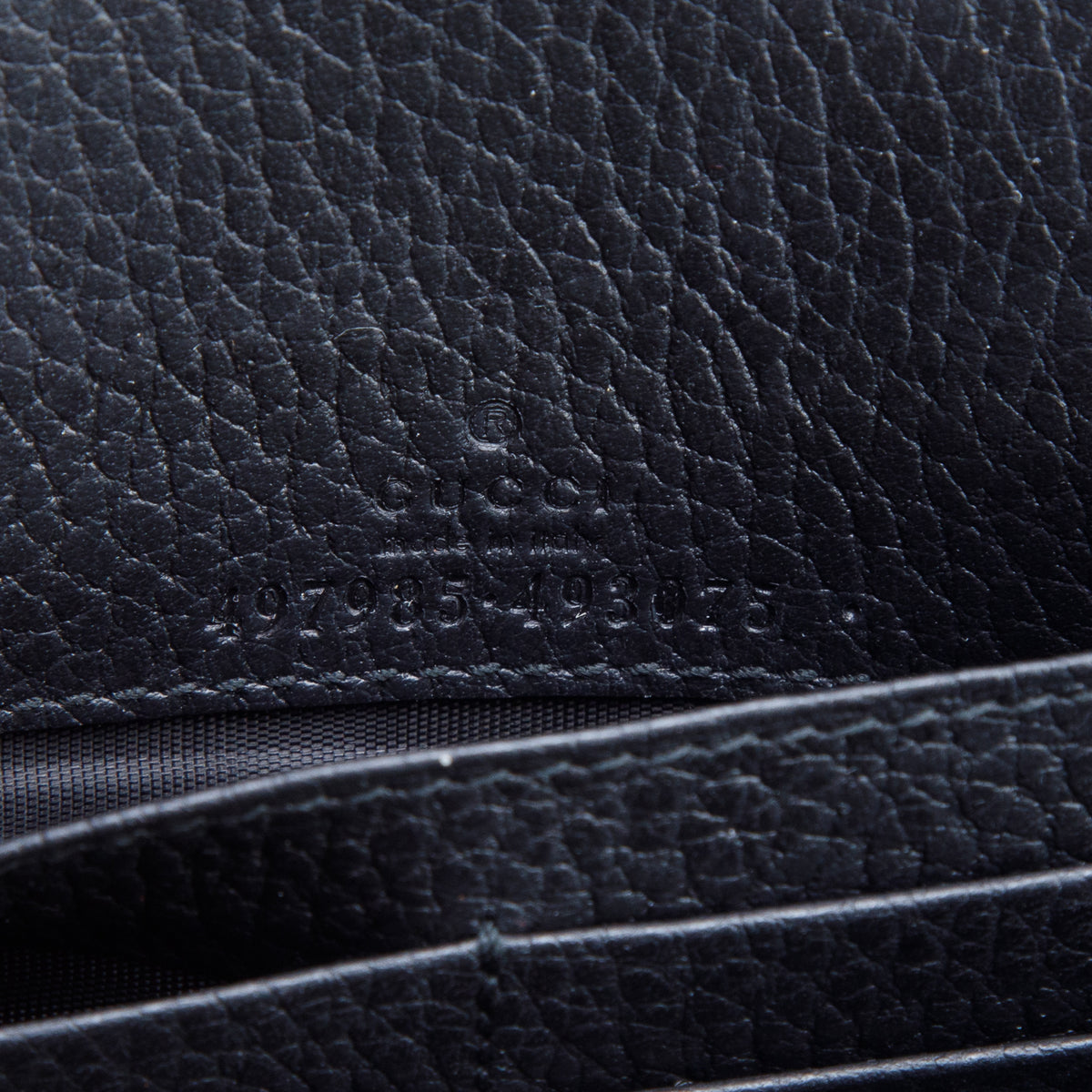 Gucci Black Dollar Calfskin Mini GG Marmont Wallet On Chain