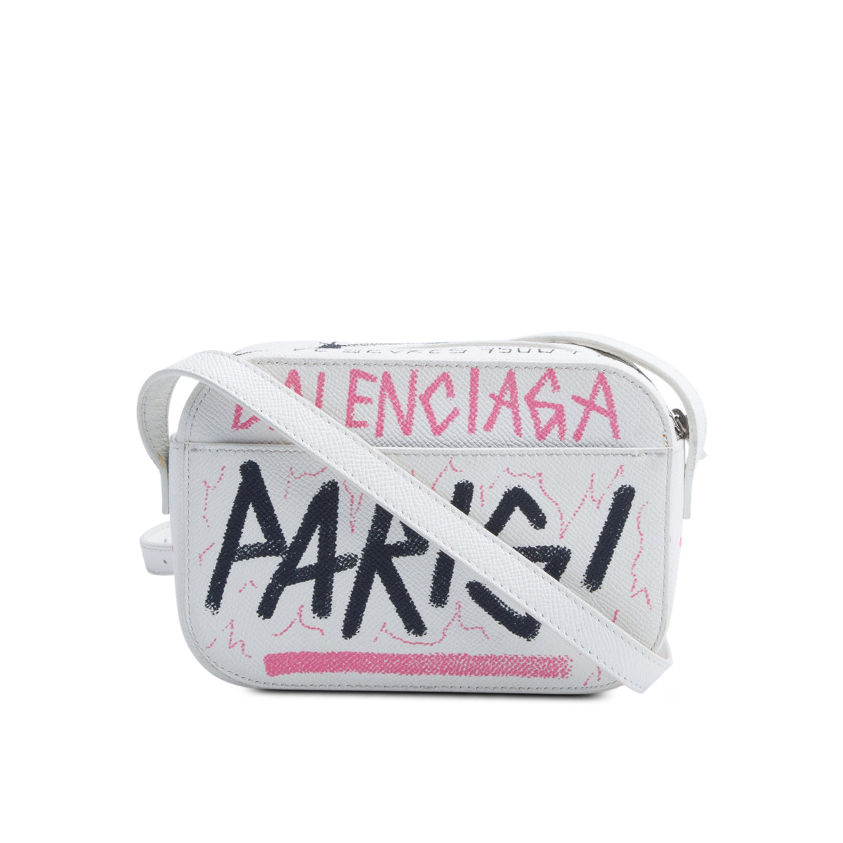 Balenciaga Cream Graffiti Ville Leather Crossbody Bag