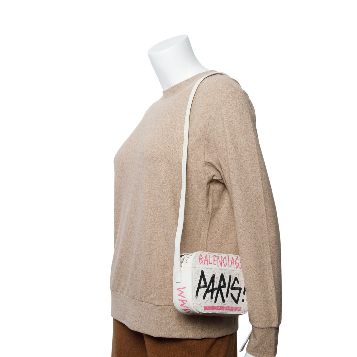 Balenciaga Cream Graffiti Ville Leather Crossbody Bag