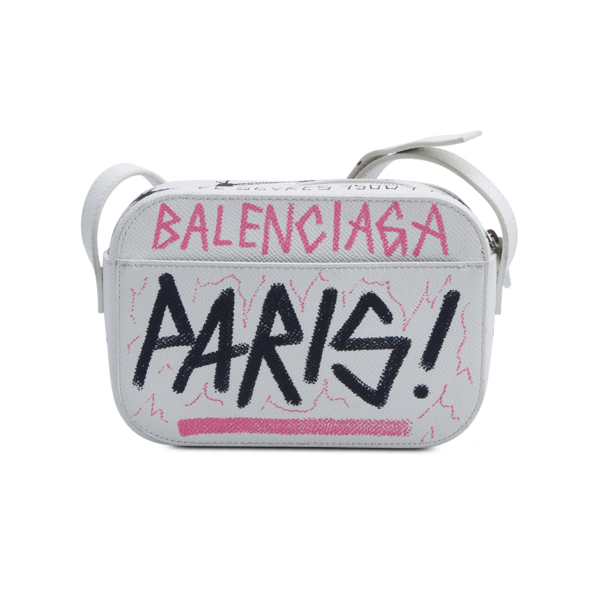 Balenciaga Cream Graffiti Ville Leather Crossbody Bag