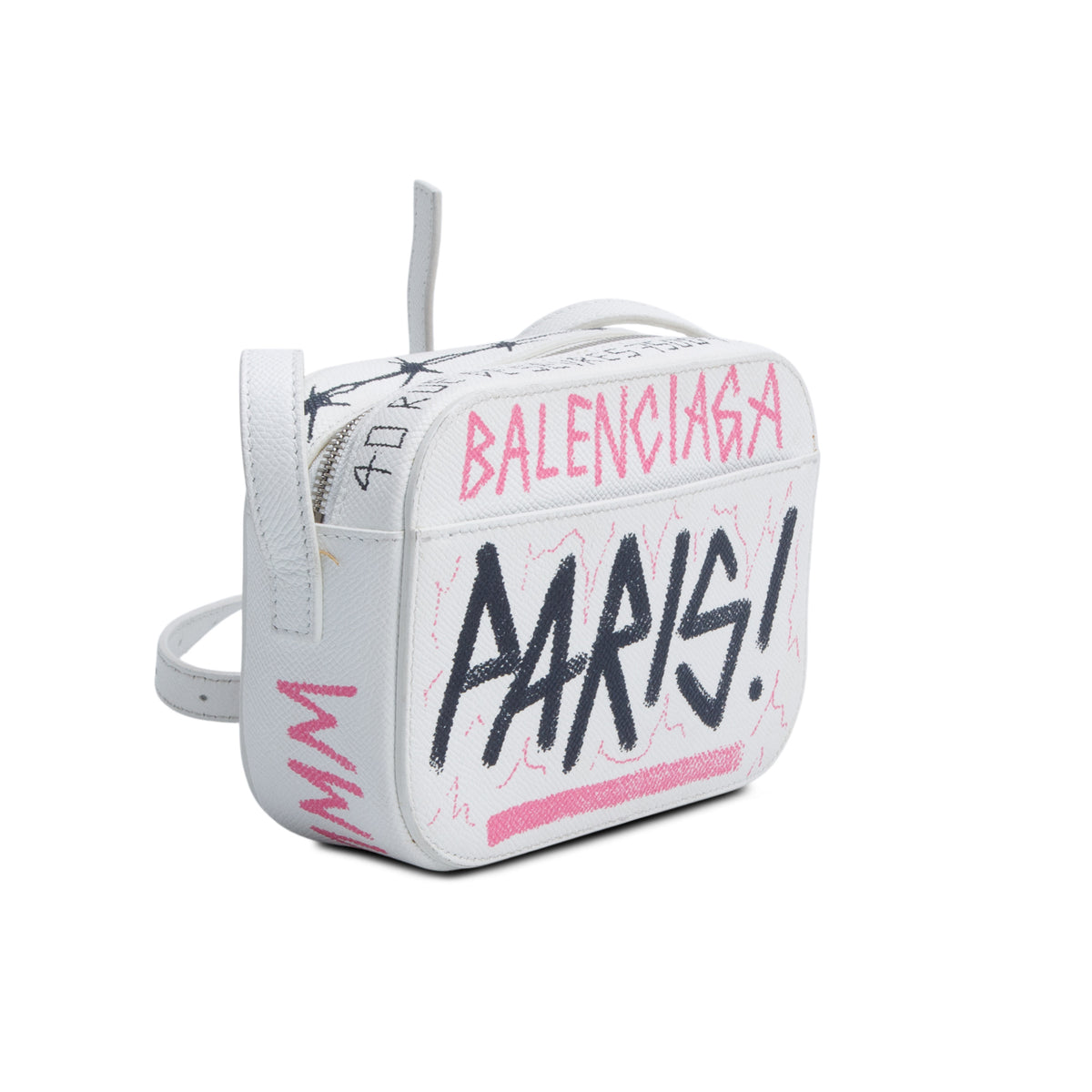 Balenciaga Cream Graffiti Ville Leather Crossbody Bag