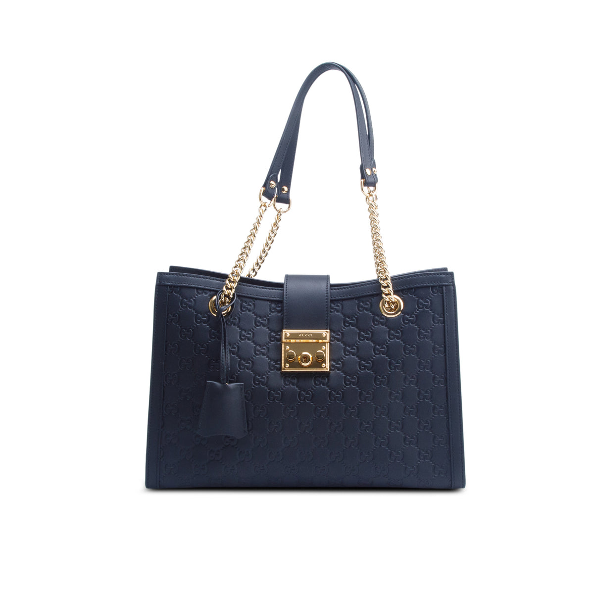 Gucci Black Signature Medium Padlock Tote w/ Box