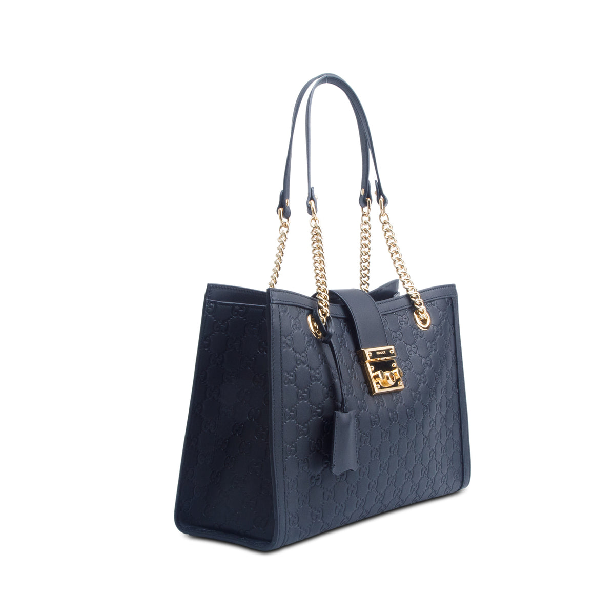 Gucci Black Signature Medium Padlock Tote w/ Box