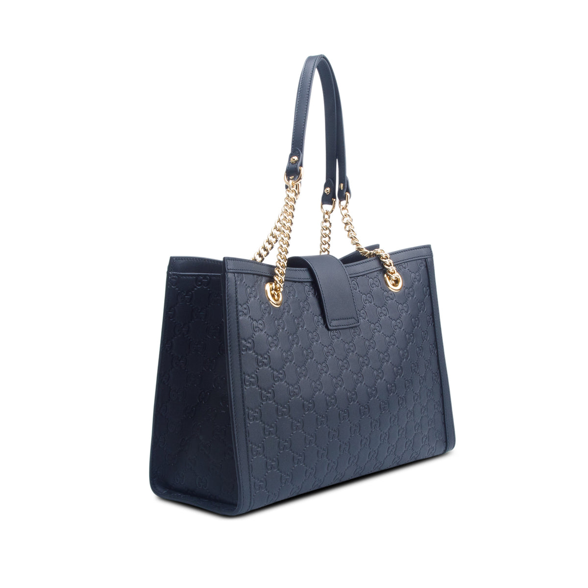 Gucci Black Signature Medium Padlock Tote w/ Box