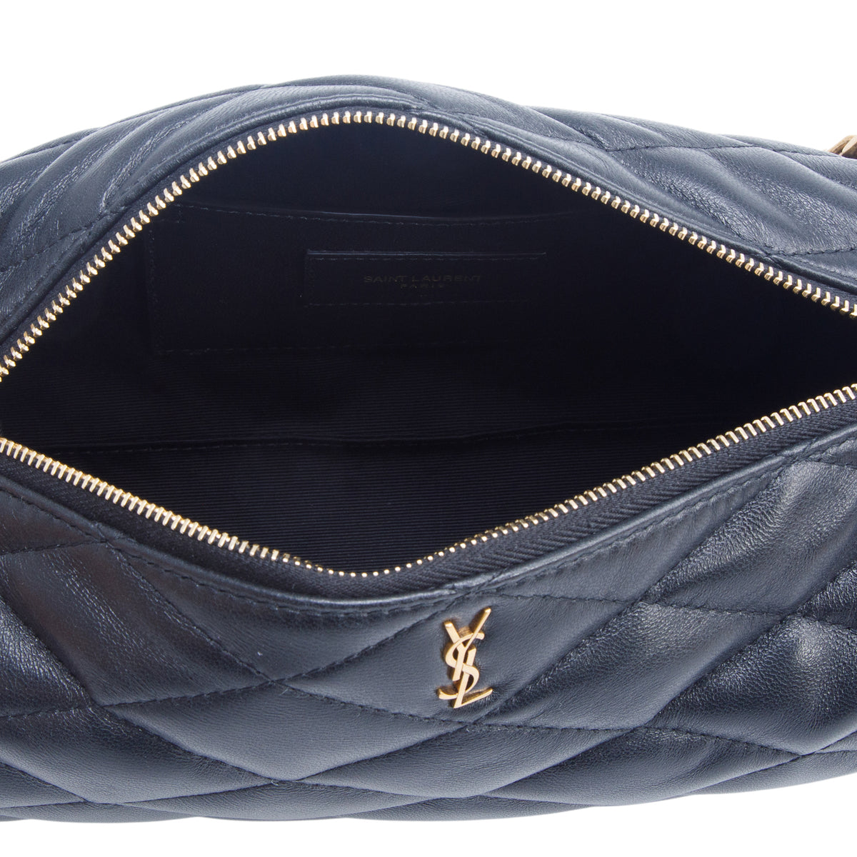 Saint Laurent 2022 Black Quilted Lambskin Leather Small Sade Tube Bag w/ Box