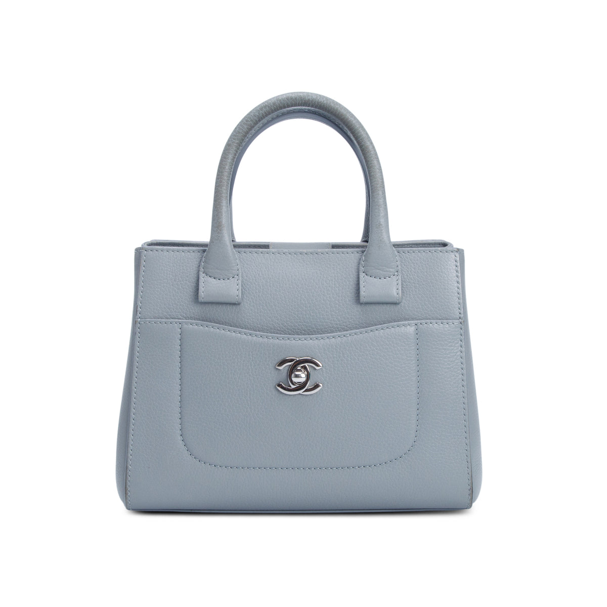Chanel Grey Grained Calfskin Mini Neo Executive Shopper Tote w/ Authenticity Card & Strap