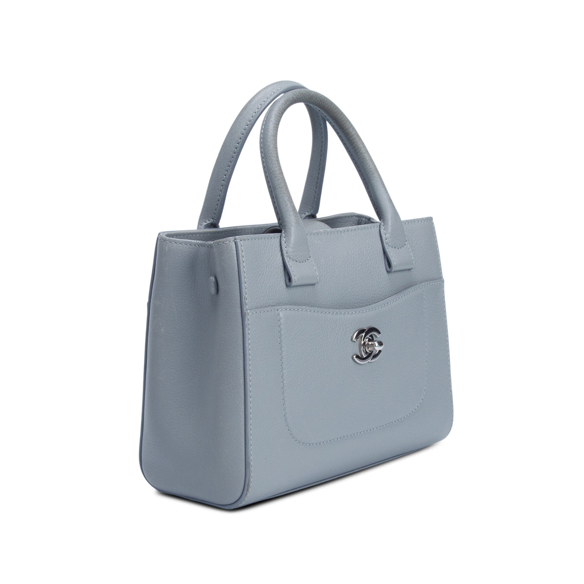 Chanel Grey Grained Calfskin Mini Neo Executive Shopper Tote w/ Authenticity Card & Strap
