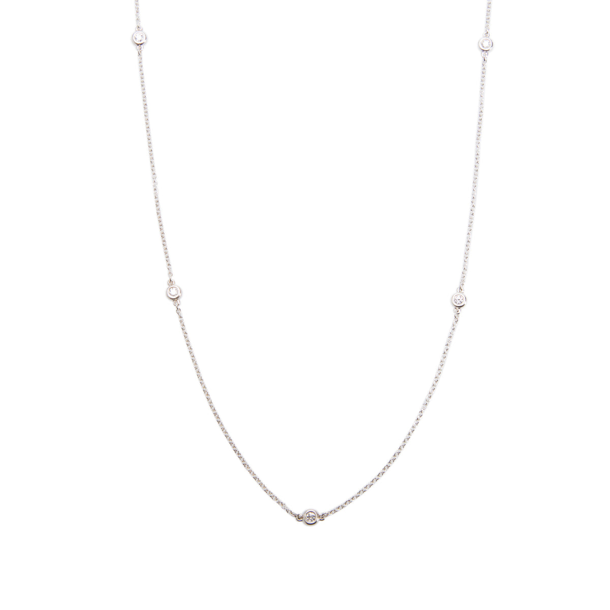 Tiffany & Co. Elsa Peretti Sterling Silver 0.15 ct. Diamonds by the Yard Necklace w/ Box