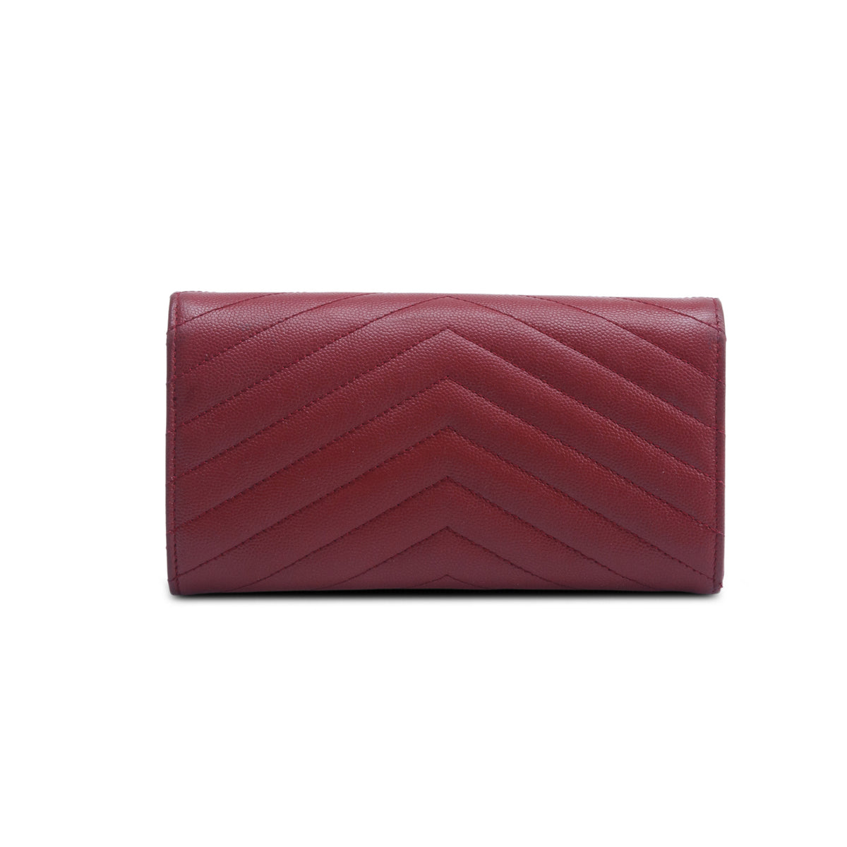 Saint Laurent 2020 Red Grain de Poudre Cassandre Large Flap Wallet w/ Box