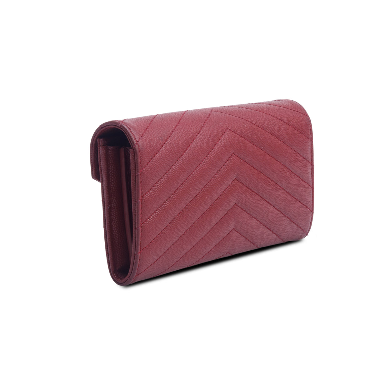 Saint Laurent 2020 Red Grain de Poudre Cassandre Large Flap Wallet w/ Box