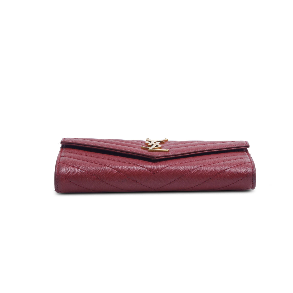 Saint Laurent 2020 Red Grain de Poudre Cassandre Large Flap Wallet w/ Box
