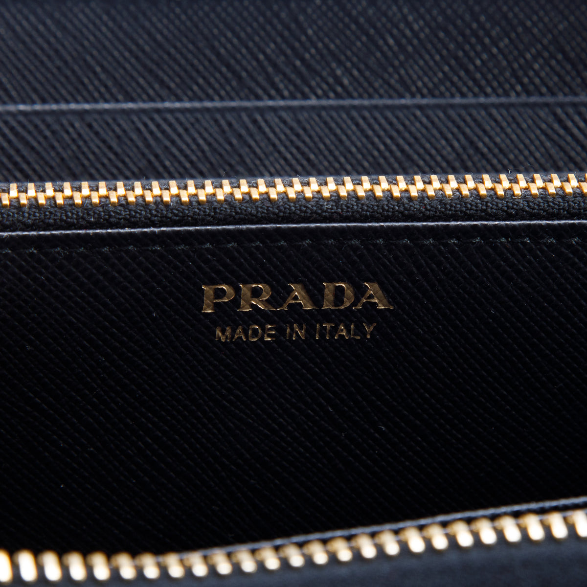 Prada Black Saffiano Metal Zip Around Wallet w/ Box & Authenticity Card