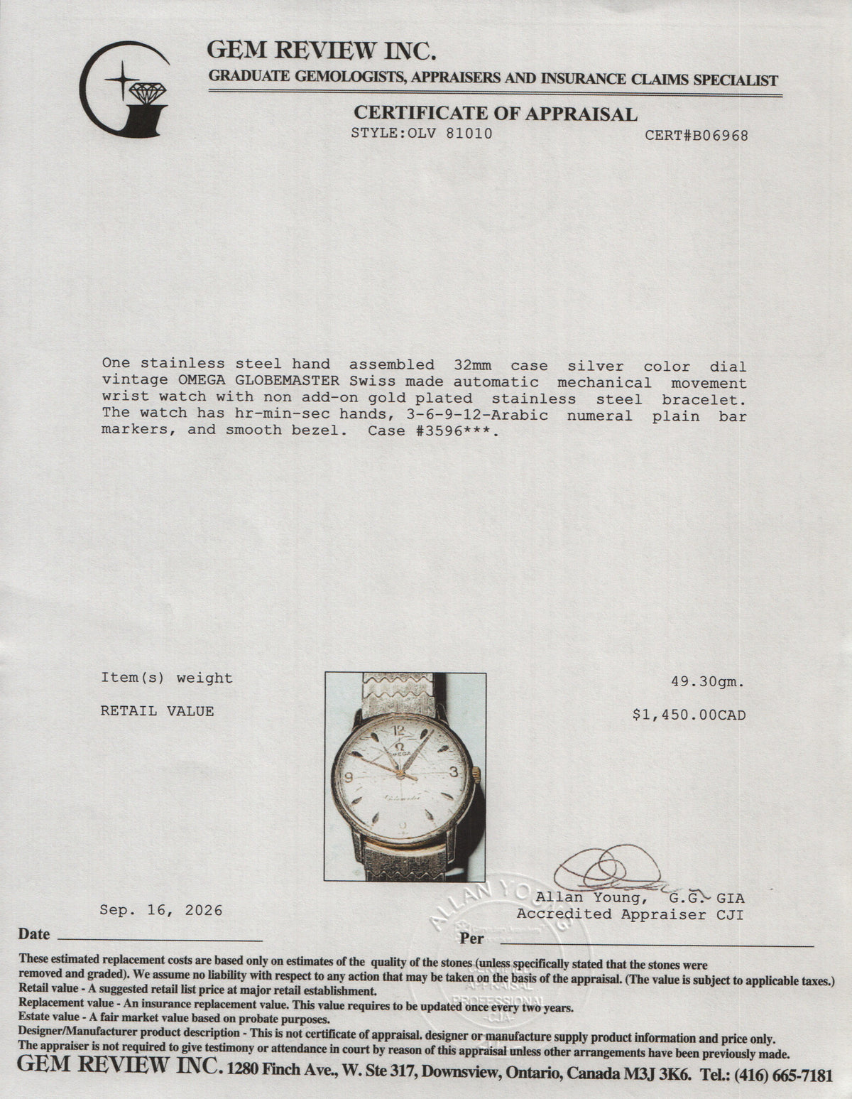 Omega Vintage Gold-Plated Stainless Steel Globemaster 32 MM Manual Watch