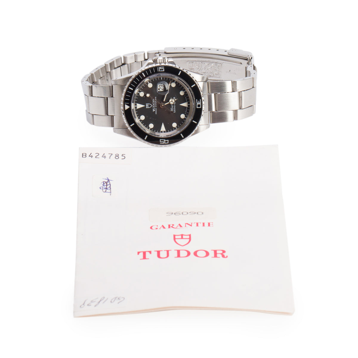 Tudor Stainless Steel Prince Oysterdate Lady-Sub 27 MM Automatic Watch Black Dial 96090 w/ Papers