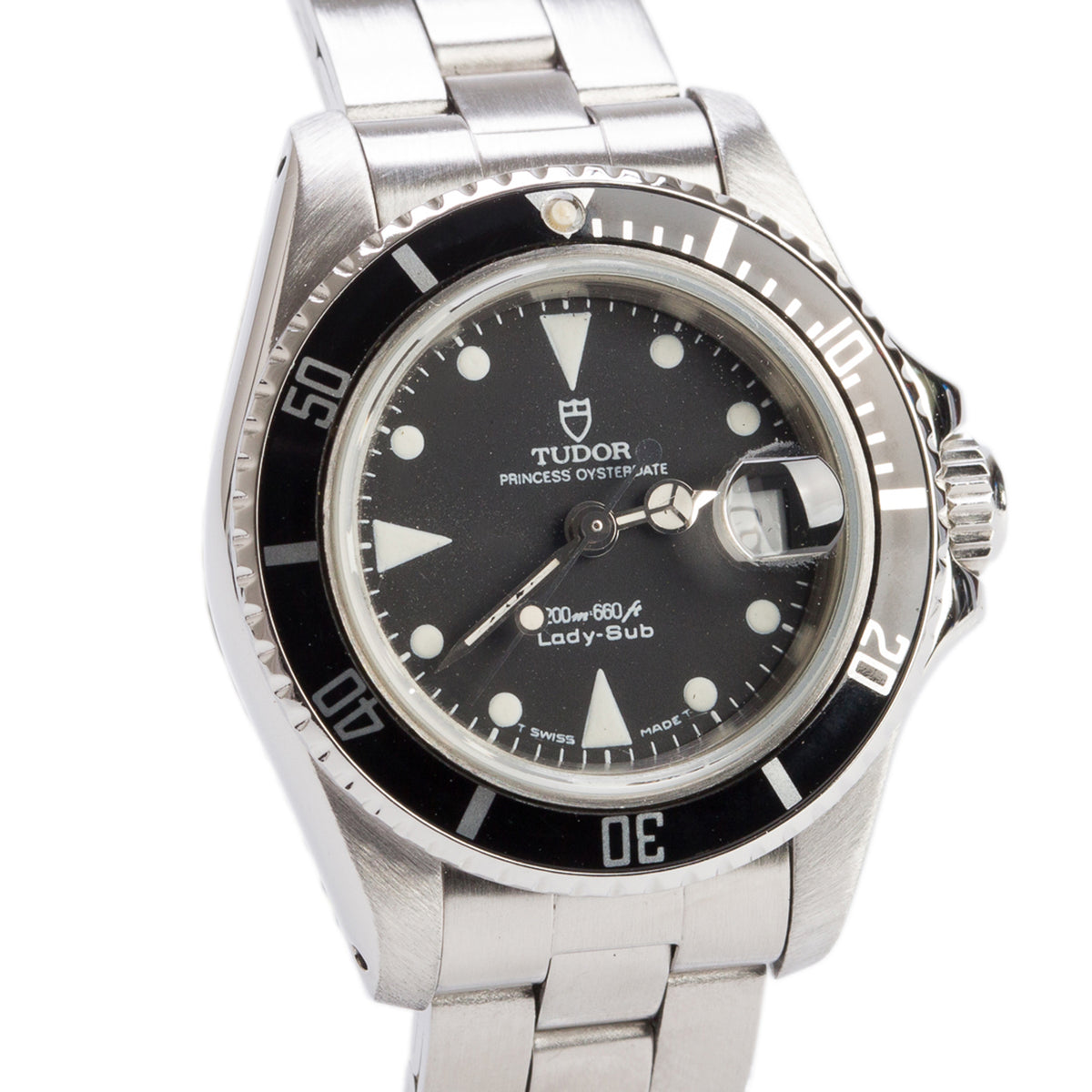 Tudor Stainless Steel Prince Oysterdate Mini-Sub 33 MM Automatic Watch Black Dial 73090 w/ Papers